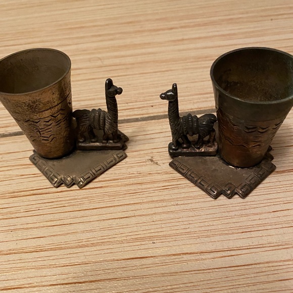 Stunning Vintage Argentinian Austrian Silver Llama Figurine Shot Glasses Azteca - Picture 2 of 4